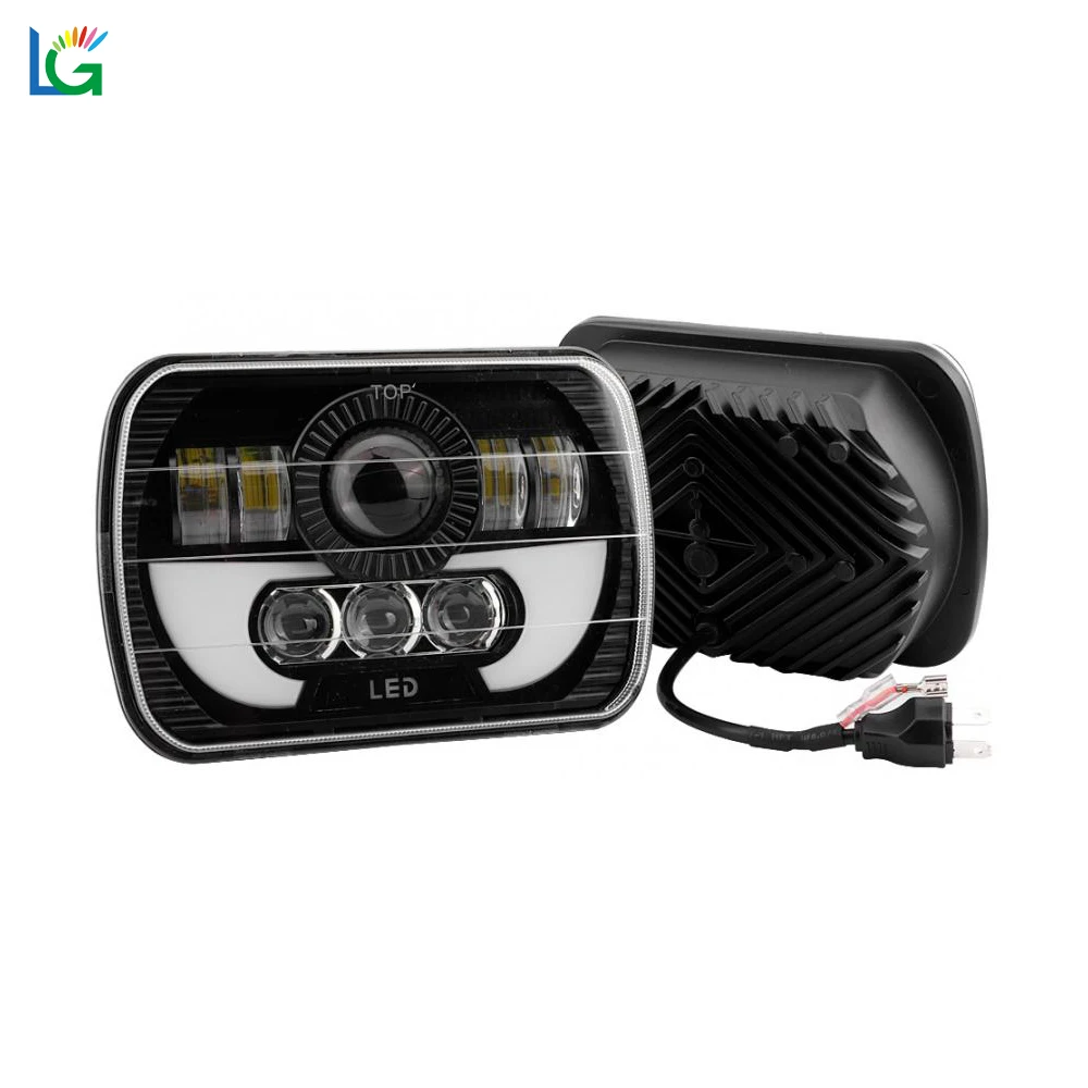 

7inch 7x6 90W Angel Eyes Position Light High Low Beam Driving LED Headlight