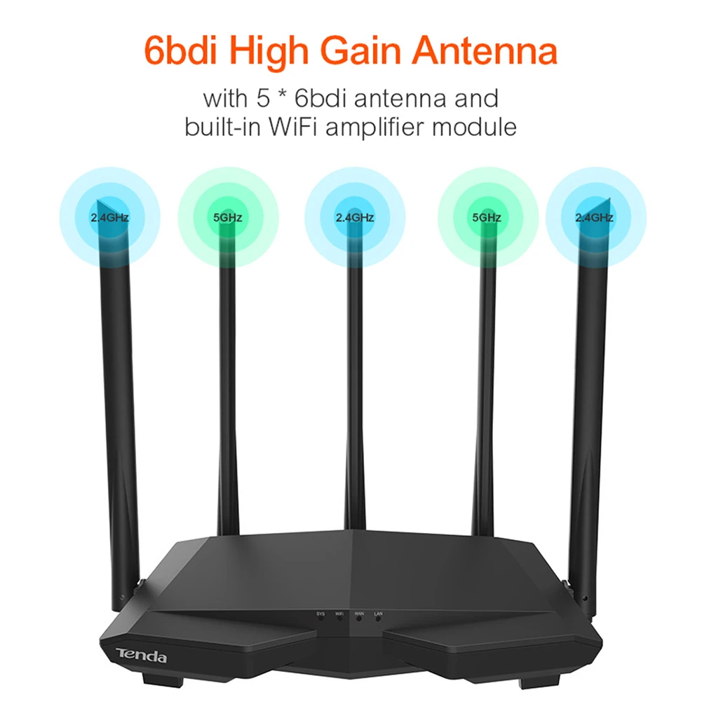 Tenda AC6/AC7/AC8 Смарт двухдиапазонный 2 4G/5G AC1200 Беспроводной Wi-Fi маршрутизатор