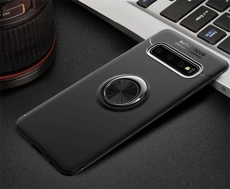 Чехол с кольцом для пальца для samsung Galaxy S10 Plus, чехол для телефона s, автомобильный магнитный держатель, мягкая ТПУ Силиконовая задняя крышка для samsung S10 Plus