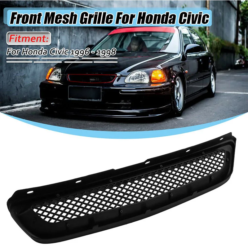 

Решетка для переднего бампера автомобиля, черный АБС-пластик для Honda Civic 1996-1998 EK CX DX EX HX LX, автомобильные аксессуары