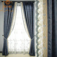 french new style light luxury lace stitching thickened blackout curtains for living room and bedroom finished products