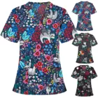 Женский комбинезон с принтом животных, с коротким рукавом и V-образным вырезом