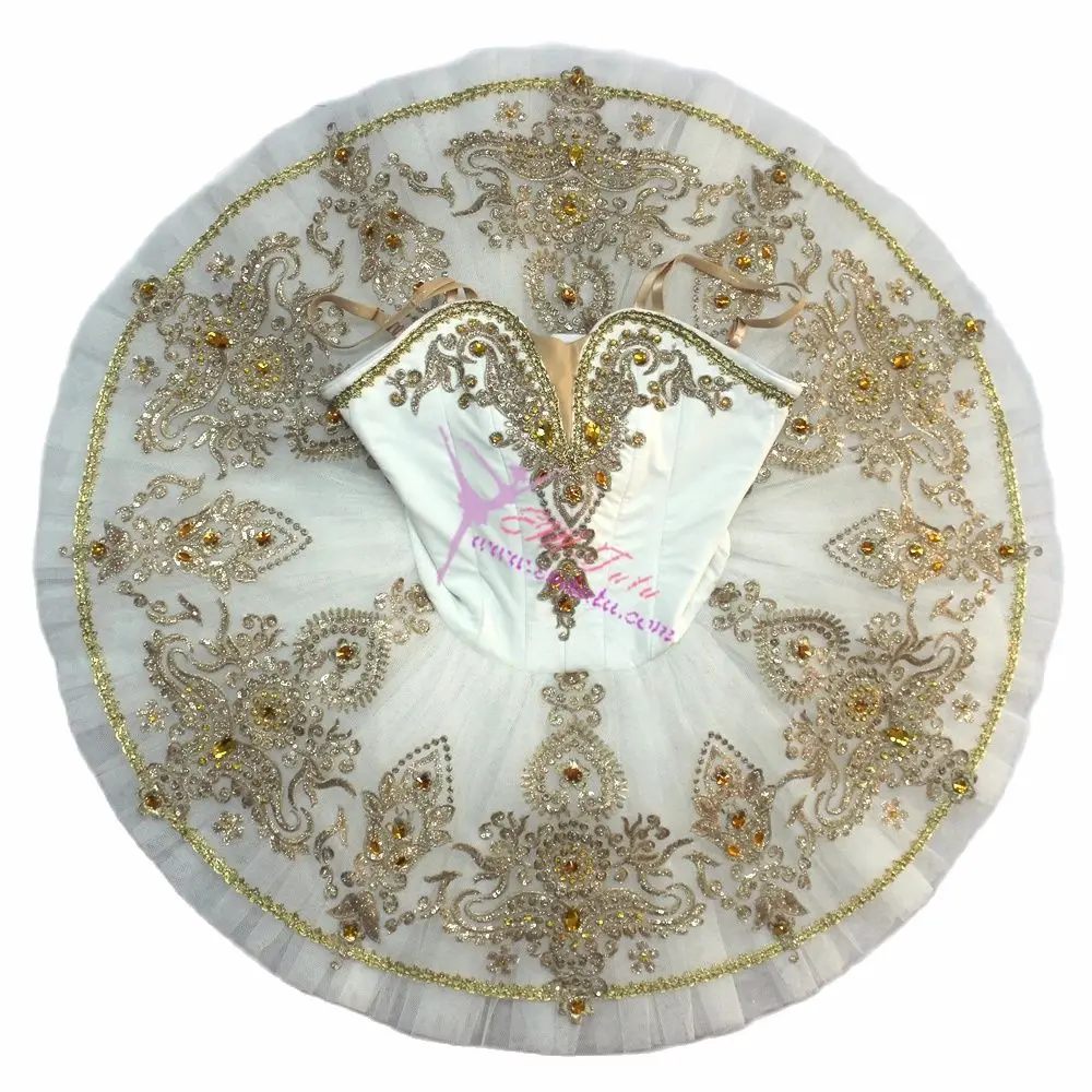Женская Профессиональная балетная юбка-пачка белая Золотая корсажная юбка для