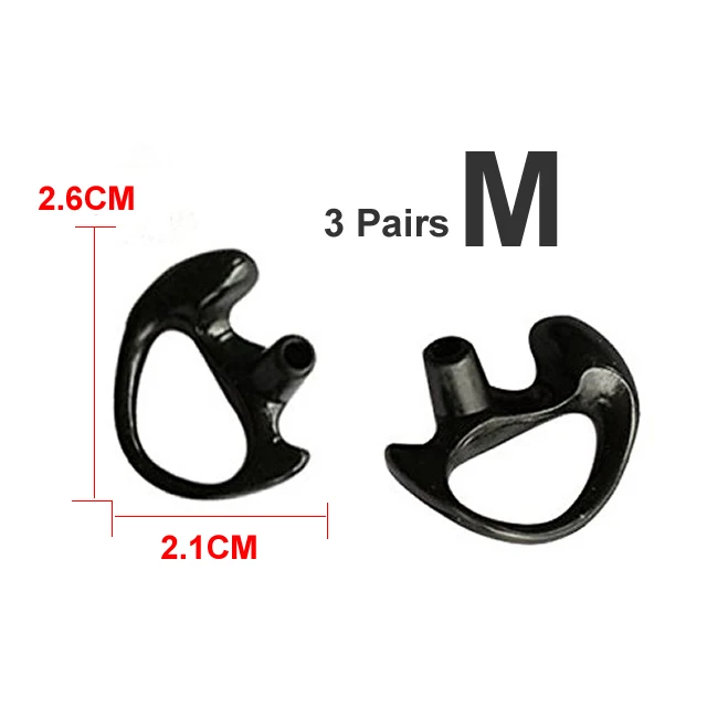 Black Medium 6 шт.(3 пары) силиконовые формы для ушей в форме уха Двусторонняя радиоакустическая трубка портативная рация с наушниками аксессуары - Цвет: Black Medium