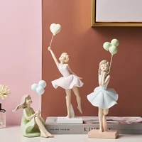 creative resin balloon girl sculpture decoration home character statue living room bedroom desktop ornament craft christmas gift