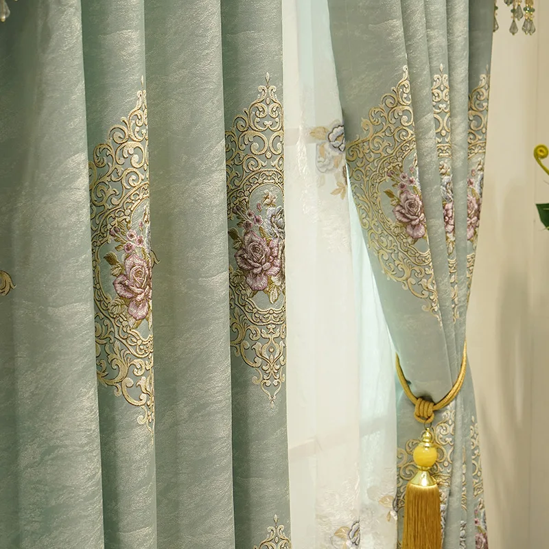 Custom European-Style Curtains for Living Room Bedroom High Shading Precision Embossed Curtain Roman Included | Дом и сад