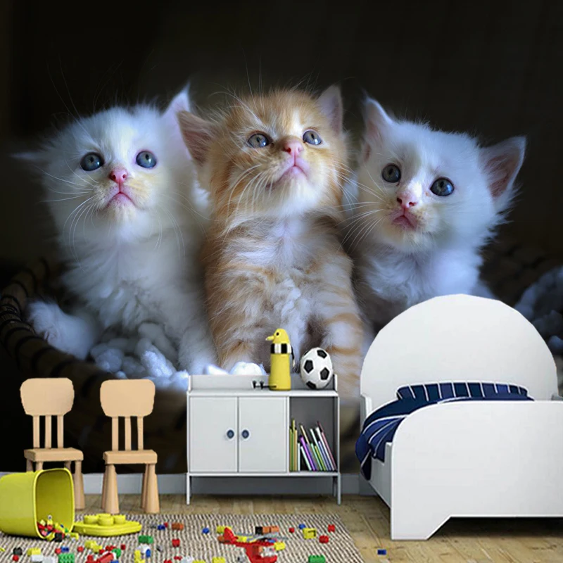 

Customized papel de parede infantil, Cats Kittens Wicker basket murals for living room bedroom sofa background decorative paper