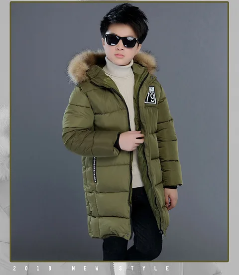 

New 2021 Children Winter Jacket Boys Casual Winter Coat Teenage Kids Warm Thicken Hooded long down Coats For Boys 4-14 Years