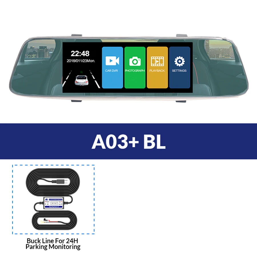 E-ACE Автомобильные видеорегистраторы " Сенсорное зеркало заднего вида 3g Android 5,0 камеры gps Bluetooth Handfree wifi FHD 1080P16G двойной объектив видео рекордер - Название цвета: A03-BL