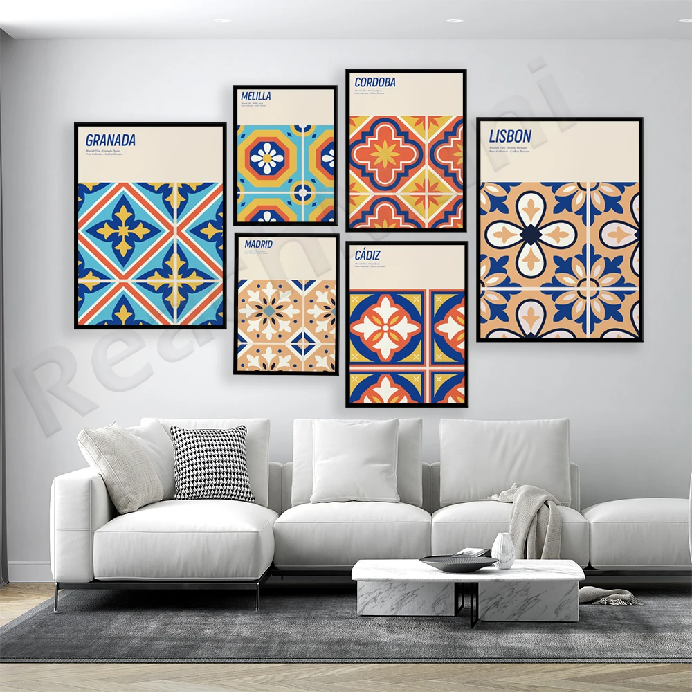 

Moorish printing-Algeciras, Cádiz, Cordoba, Granada, Lisbon Portugal, Madrid, Malaga, Melilla Spain Andalusia travel poster