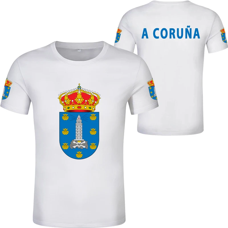 La Coruna T-shirt free custom football shirt casual Spanish Galicia T-shirtA Provincial Flag | Мужская одежда