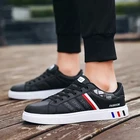 Кроссовки мужские из ПУ кожи, Повседневные Легкие, на шнуровке, плоская подошва, износостойкие, дышащие