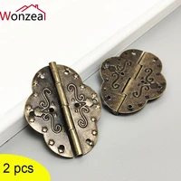2pcs antique bronze cabinet hinges for jewelry wooden box door drawer decorative vintage iron hinge furniture fittings hardware