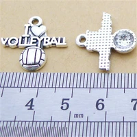 i love volleyball vintage charm pendants jewelry making finding diy bracelet necklace earring accessories handmade 5pcs