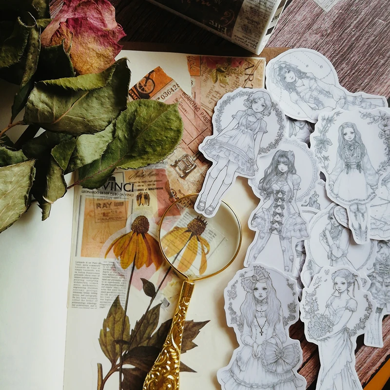 12 шт. в упаковке стиле ретро Платье для девочек аниме Стикеры s ремесла и