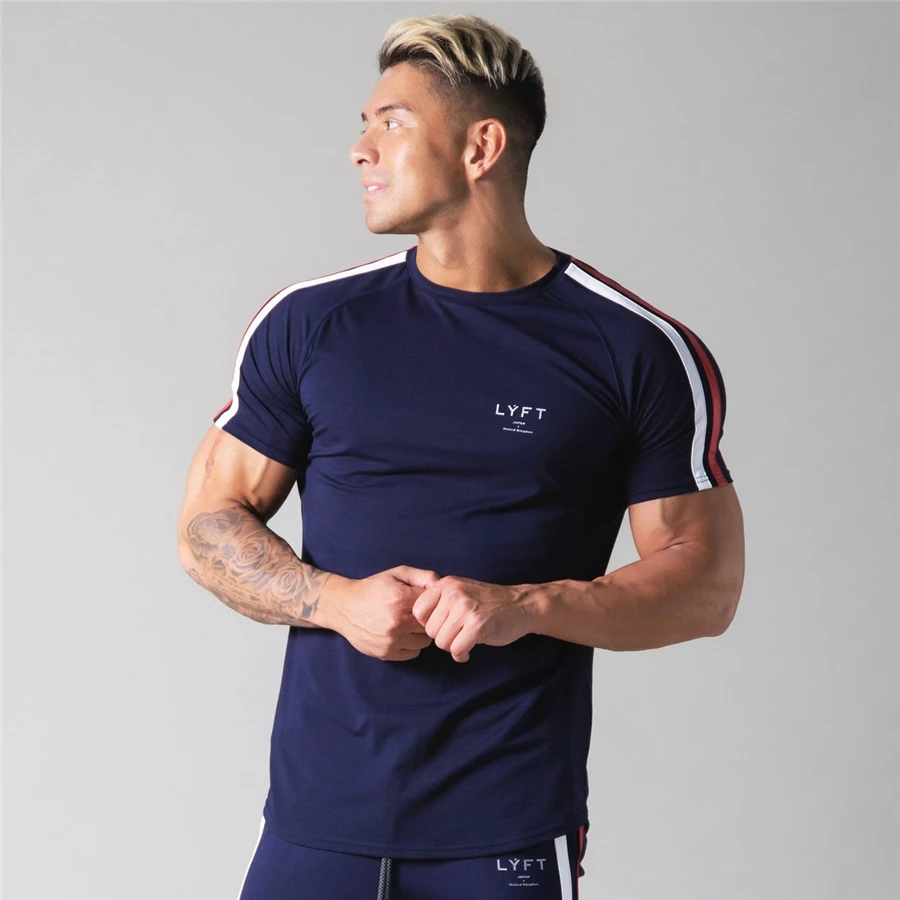 2021 Gyms Clothing fitness Running t shirt men O-neck t-shirt cotton bodybuilding Sport shirts tops gym men training t shirt