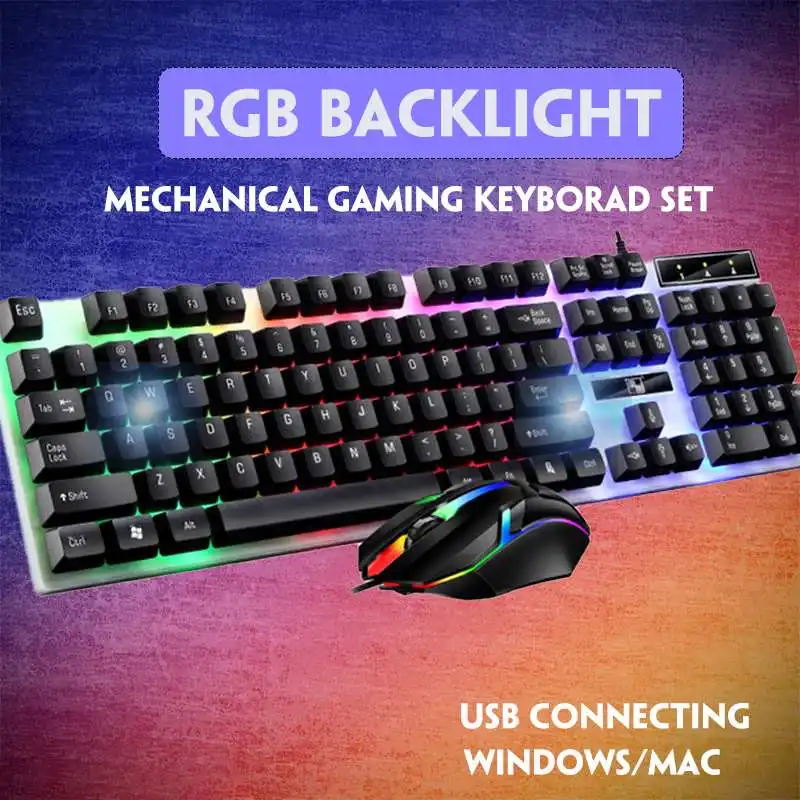 

104 Keys Gaming keyboard and Mouse USB Wired LED Backlit Gamer Keyboard Mechanical Feeling Keyboard Gamer Kit