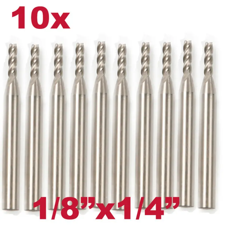 10 шт. HSS 1/8 &quotX 1/4&quot CNC хвостовик 4 флейты фрезы Фрезы для твердости металла ниже 30