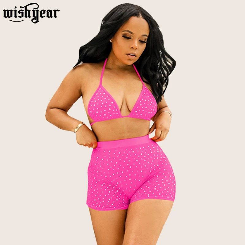 Комплект из 2 предметов для ночного клуба Wishyear прозрачной сетки с бриллиантами