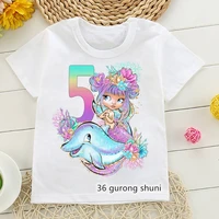t shirt for girls 2 13 years old birthday digital cartoon print for kids birthday gift costume cute baby girls tshirts wholesale