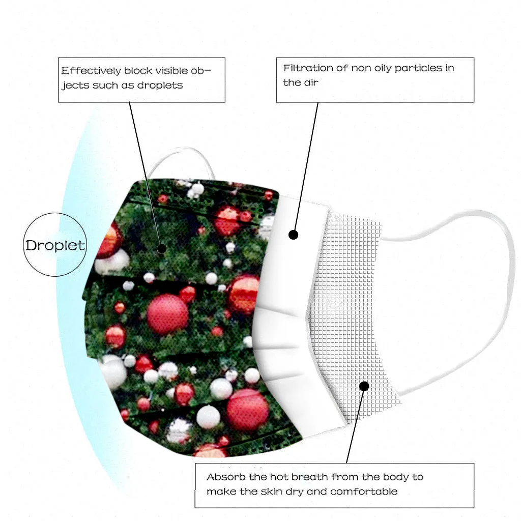 10 шт. Рождественская универсальная одноразовая Высококачественная маска с