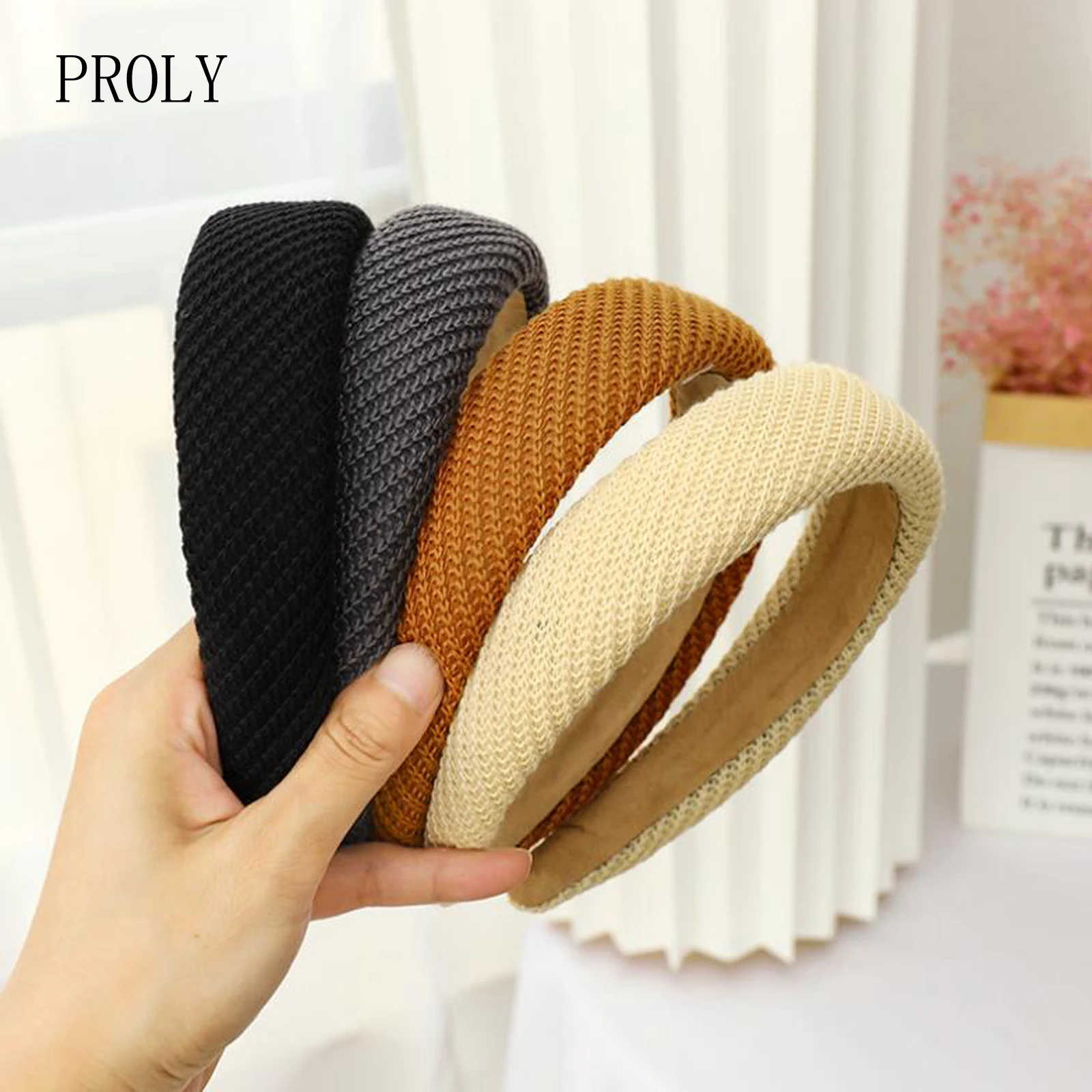 

PROLY New Fashion Women Headband Soft Knitted Hairband Warm Soft Headwear Solid Color Casual Turban Hair Accessories