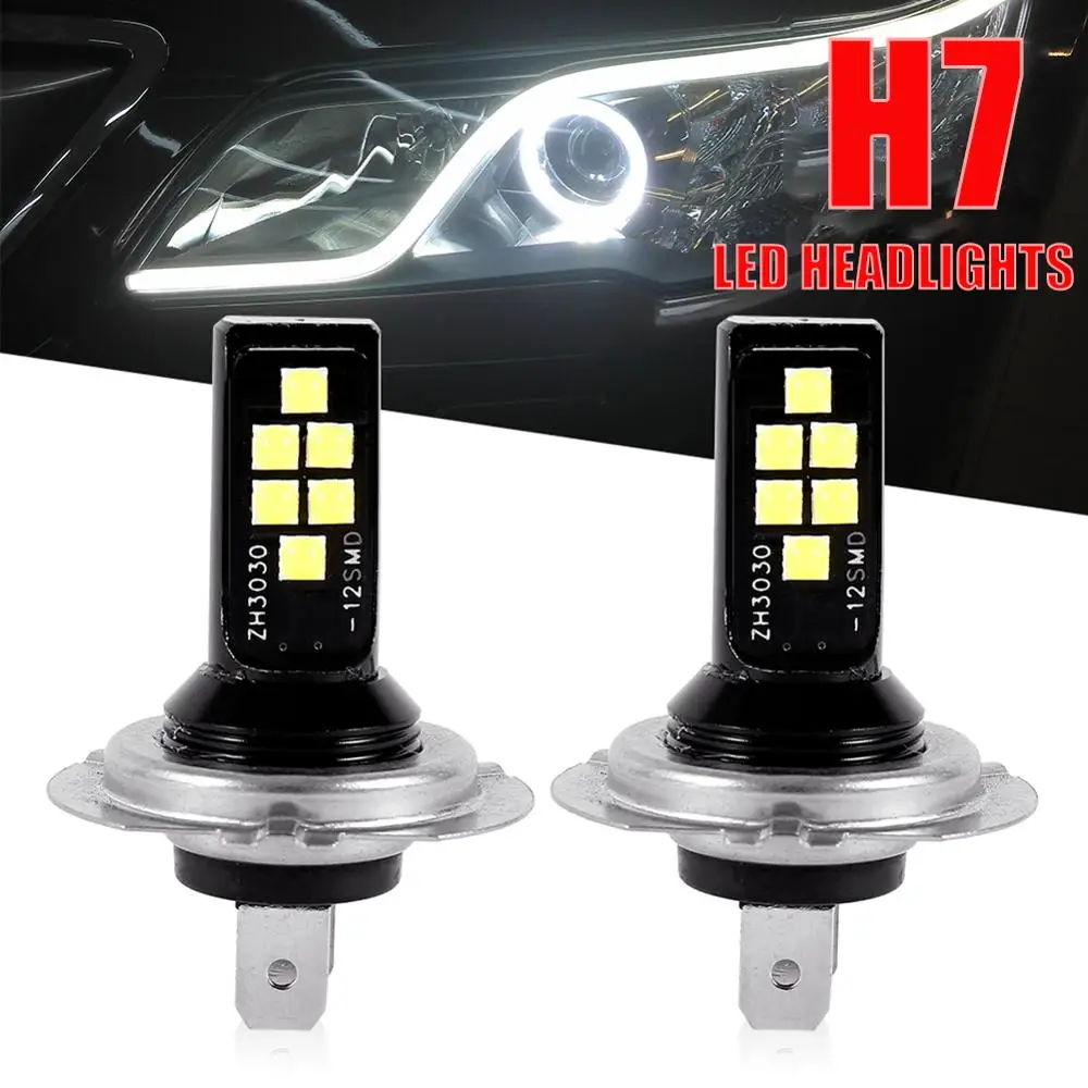 

SALE Super Durable 2PCS H7 LED Car Anti-fog Light Bulb 12W 6000K 1200LM Headlight Bulbs 12SMD 3030 Wholesale Quick delivery CSV