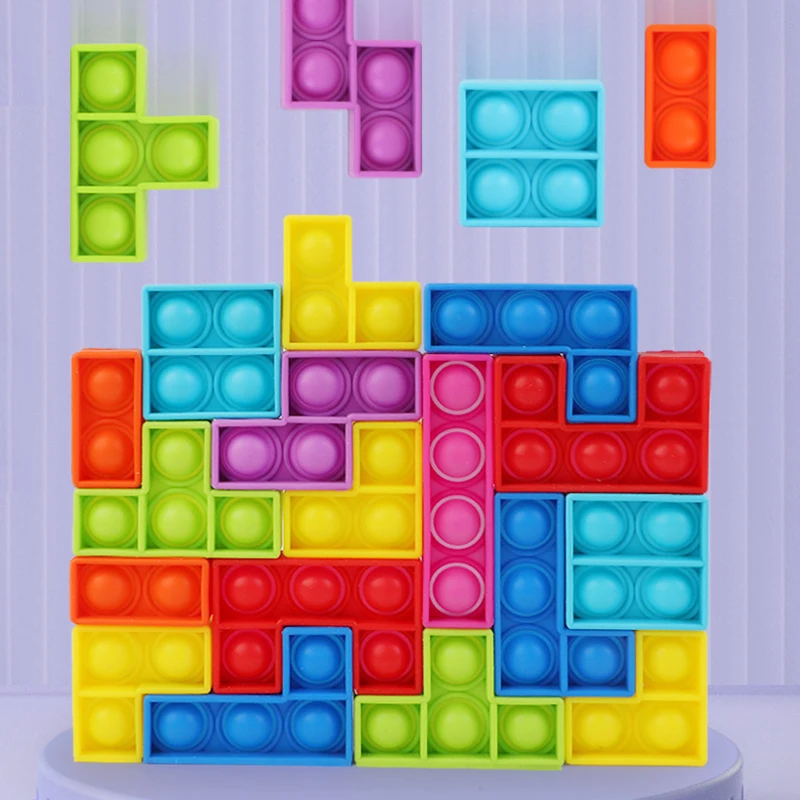 27pcs Tetris Jigsaw Puzzle Pops Its Fidget toys Anti-stress Popet Push Bubble Sensory Toy puzzle board educational toy for child enlarge