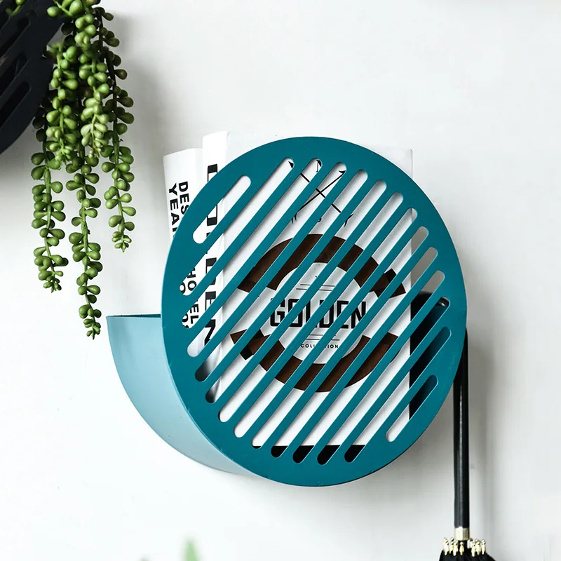 Скандинавские настенные однотонные железные круглые стеллажи для хранения