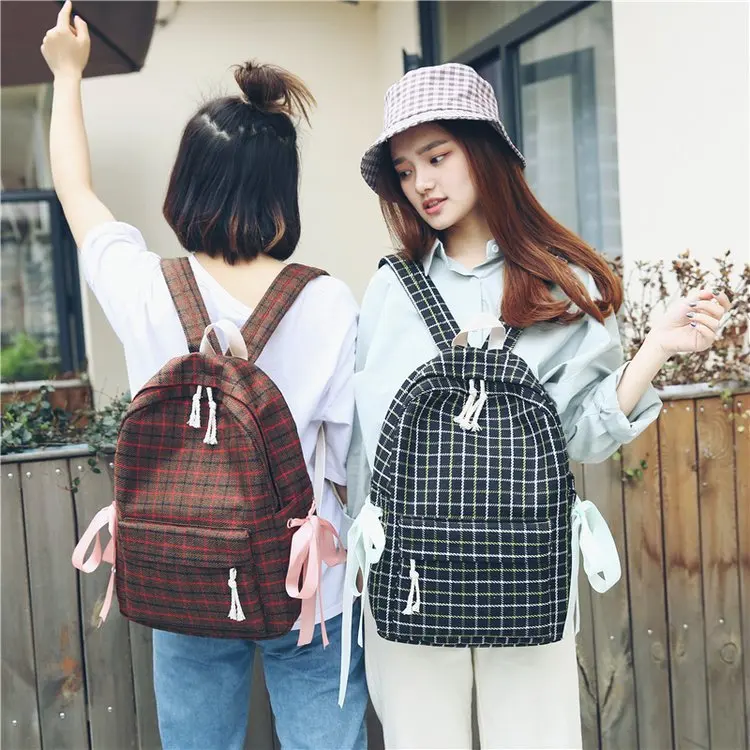 Модный женский рюкзак школьная сумка для студенток новая дорожная клетчатая