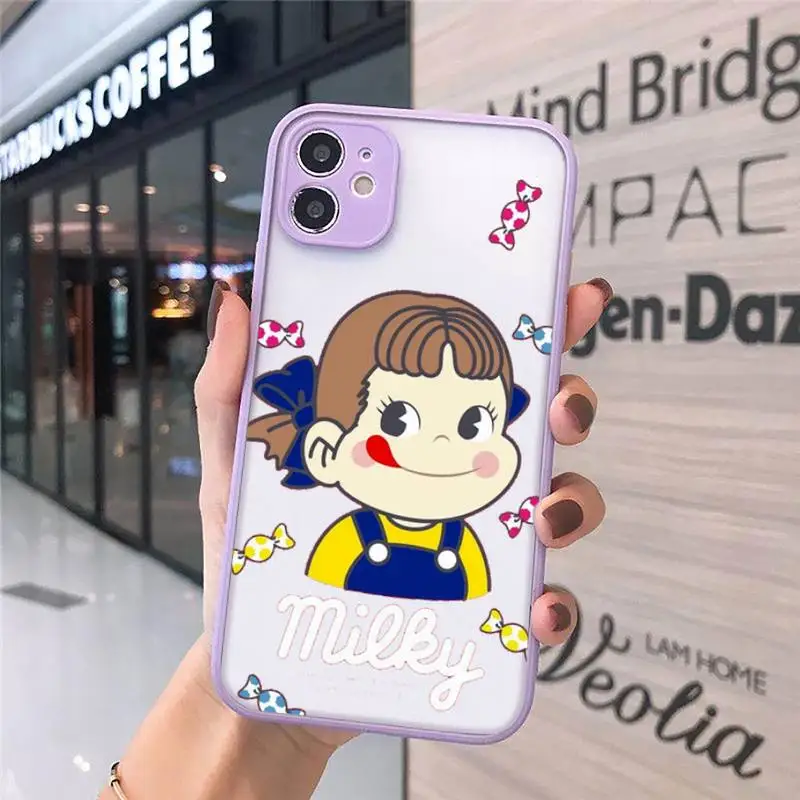 

Sweet Peko Milk Milky Phone Cases Matte Transparent for iPhone 7 8 11 12 s mini pro X XS XR MAX Plus cover funda
