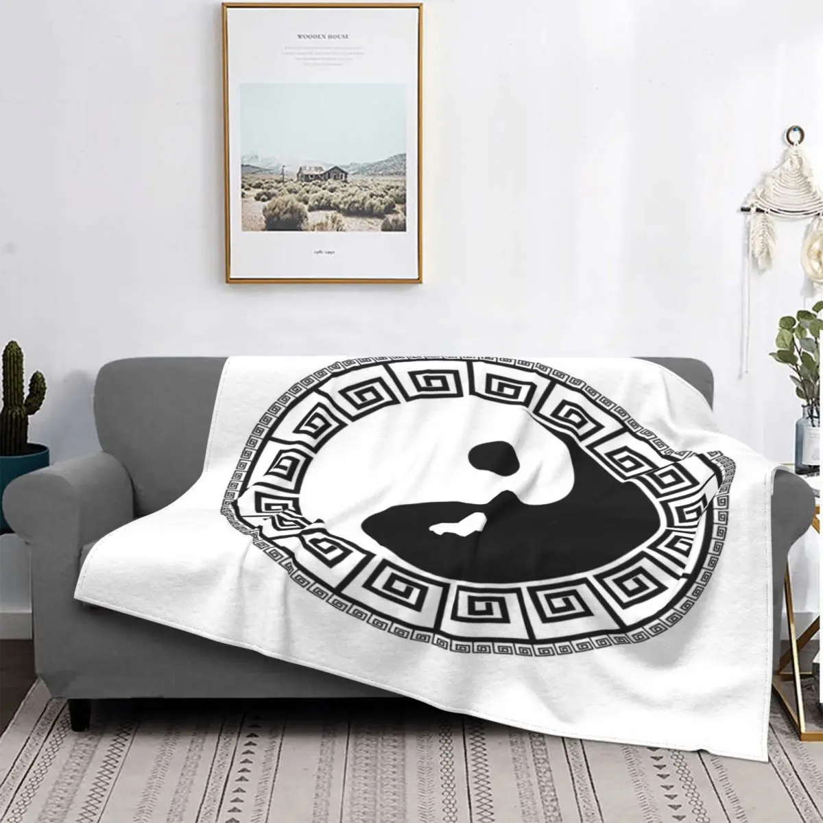 

Manta con patrón de laberinto de Yin Yang Mahjong, colcha a cuadros para cama, sofá, manta de Picnic, edredones y colcha