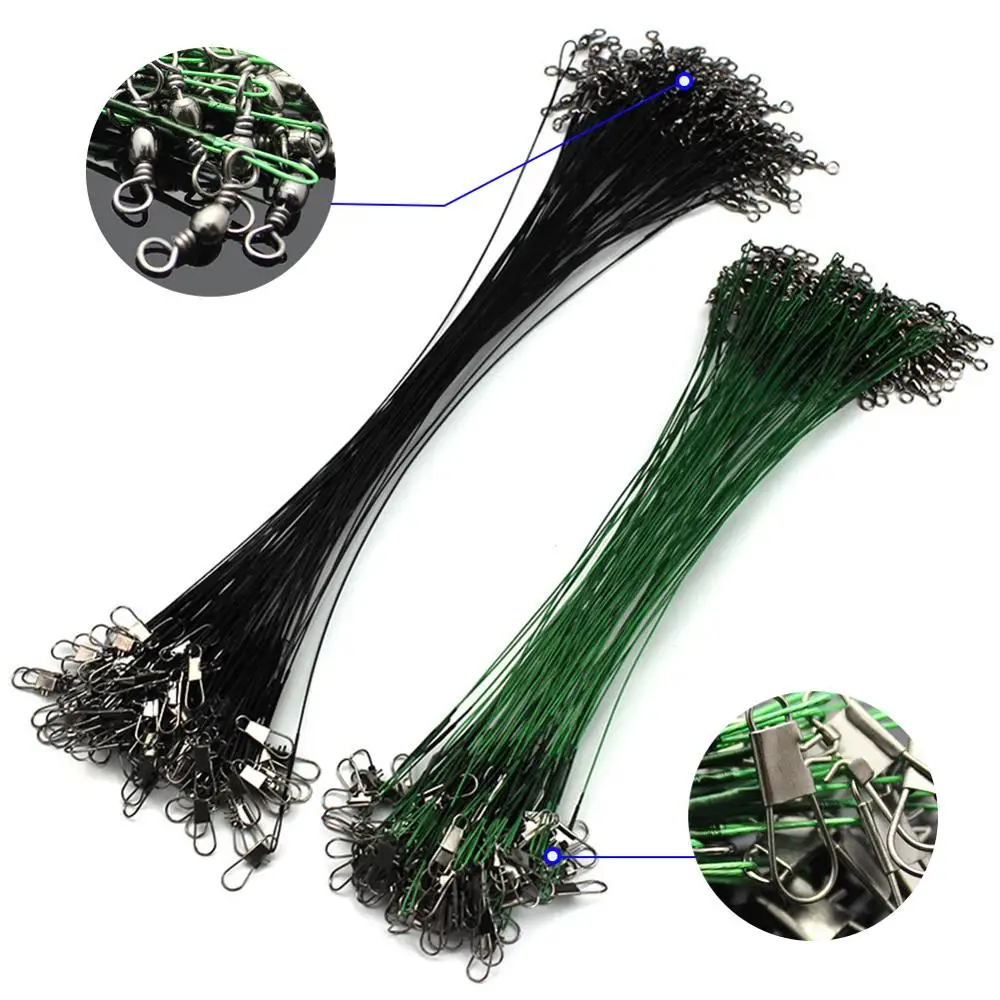 

25Cm 20pcs/pack Fishing Line Lure Fishhook Swivel Stainless Trace Wire Leader Leash Steel Rolling Green
