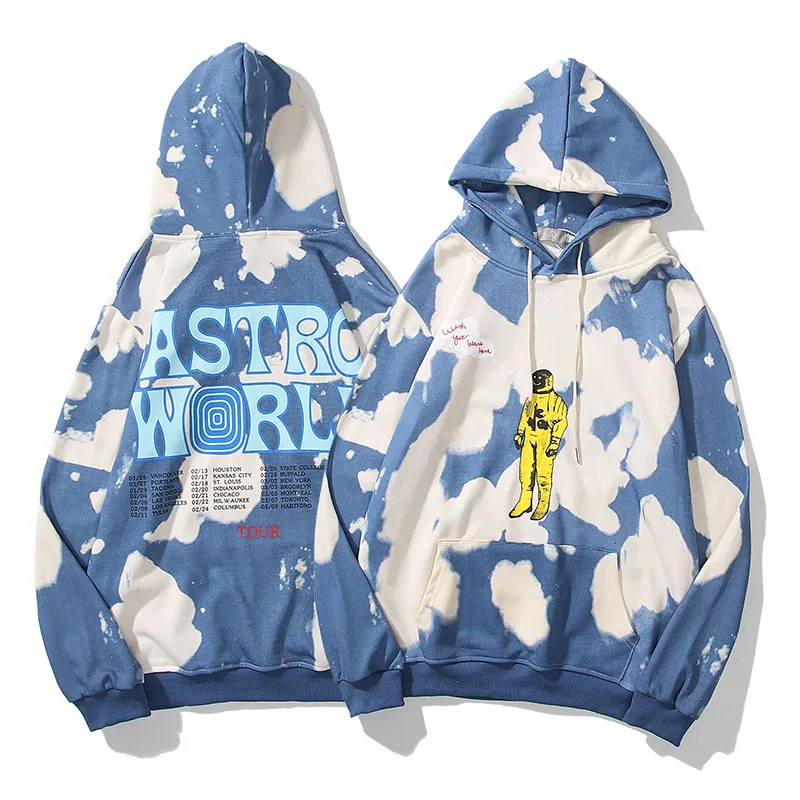 

Tie dyeing Travis Scott Tour Astronaut Astroworld Hooded Autumn Winter Fashion Streetwear Loose Men and Women Couple Sweatshirts