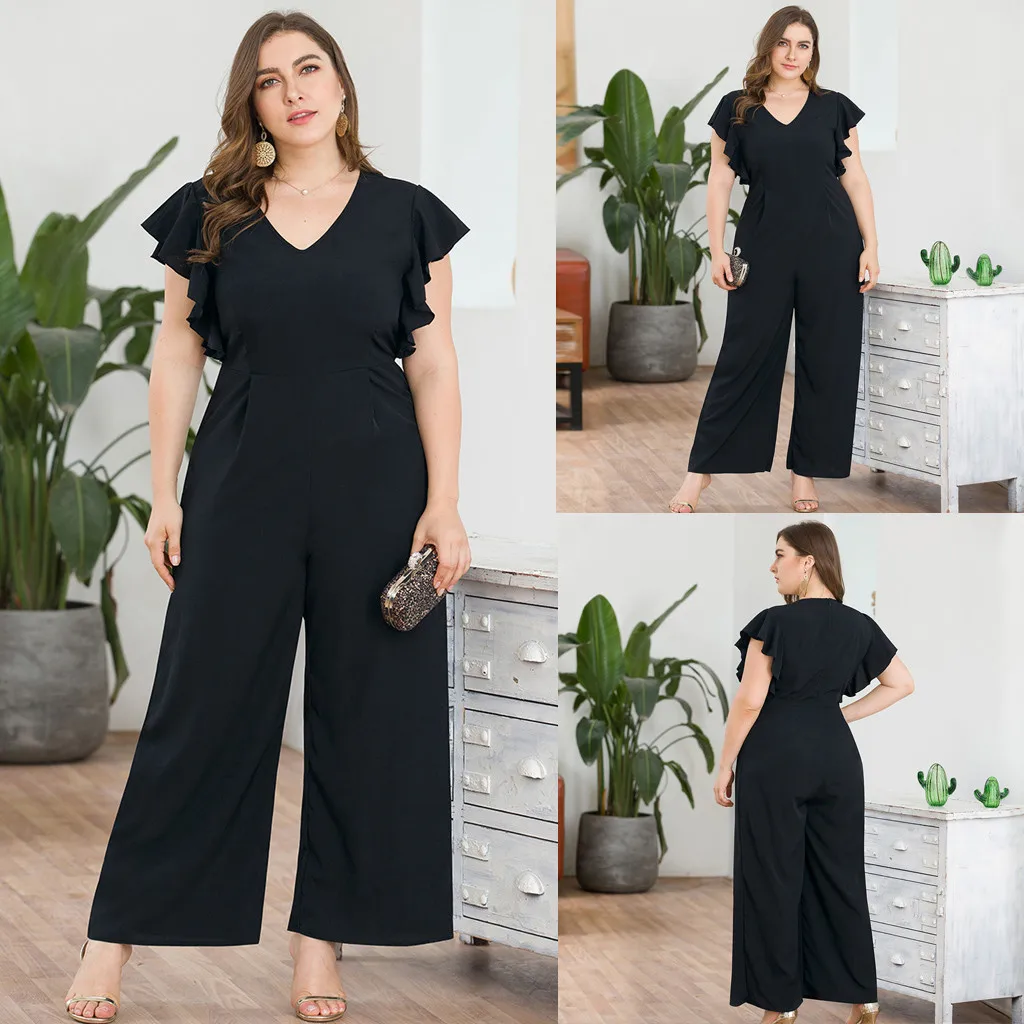 Женские блестящие цельнокроеные брюки с V-образным вырезом и короткими рукавами