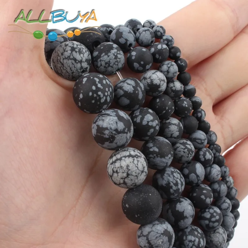 

Matte Snowflake Obsidian Jaspers Beads Natural Round loose beads for Jewelry Making DIY Bracelet Accessories 4/6/8/10/12mm 15 ''
