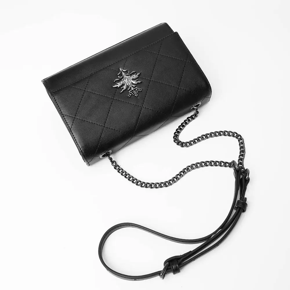 Метеорная птица черная клетчатая сумка на плечо женская мессенджер цепочке