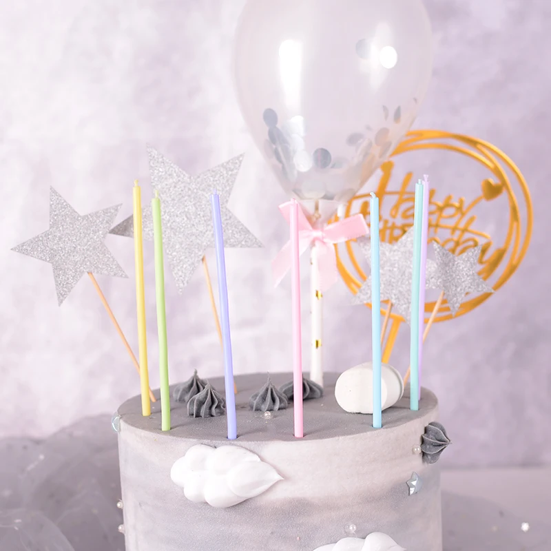 

Birthday cake candles colorful minimalist creative romantic party layout atmosphere line candle smokeless candle baking supplies