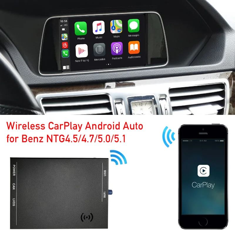 

Mercedes NTG4.5 4.7 5.0 CarPlay retrofit for class A B C E G GL GLA GLC ML CLS GLE GLS radio system screen update Apple AirPlay