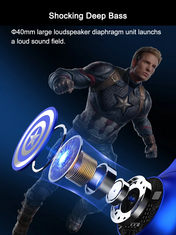 Сертифицированные наушники Marvel Bluetooth V5.0 &quotЖелезный человек&quot Беспроводные