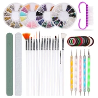 10pcsset nail art tool set manicure buffers glitter nail brush dotting pen line stickers decorations kit artificial for diy