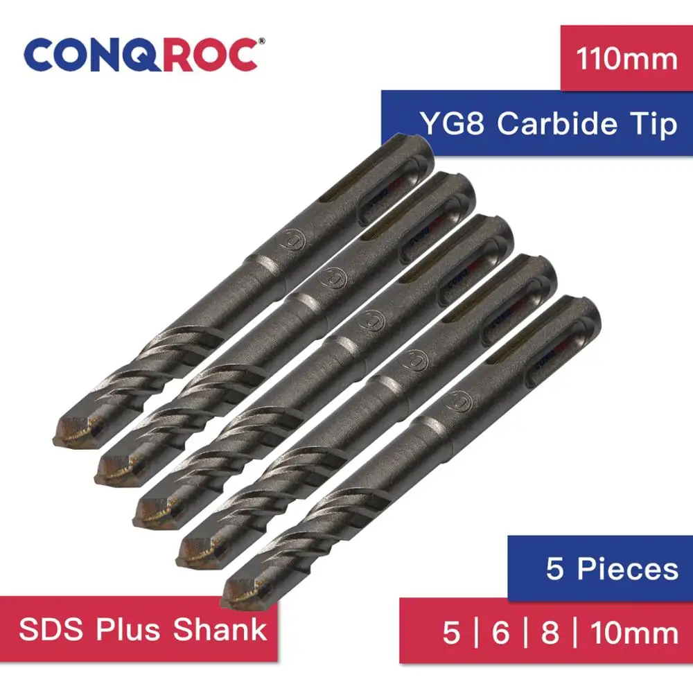 5 шт. 110 мм SDS Plus сверла для каменной кладки Стандартные с твердосплавными
