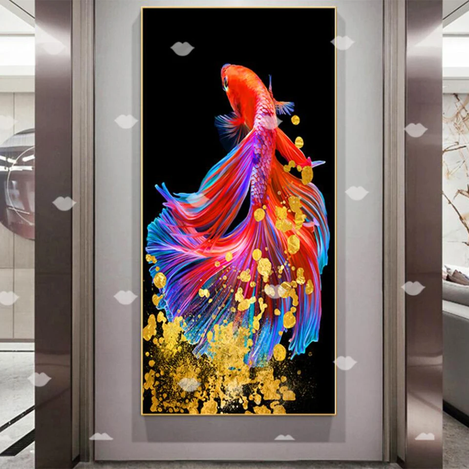 

Large Diamond Painting cross stitches Colorful Koi Fish Landscape full square drill 5D Diamond Mosaic Gift Embroidery Decor