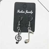 handmade antique silver color music notes dangle earrings mixed earrings mismatch earrings music jewelry