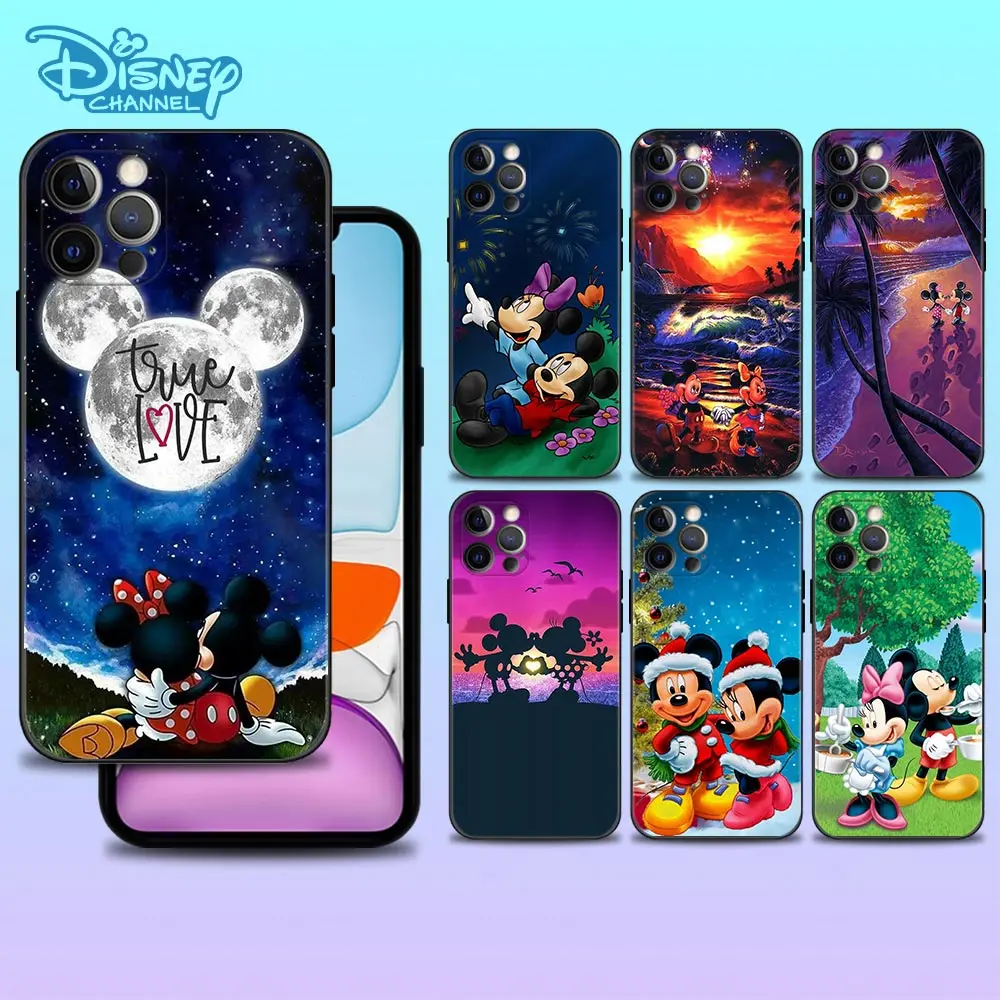 

Silicone Case For App iPhone 13 12 11 Pro Max 13 12 Mini Back Cover Shell Capa Fundas Disney Look at the sky Mickey Minnie Mouse