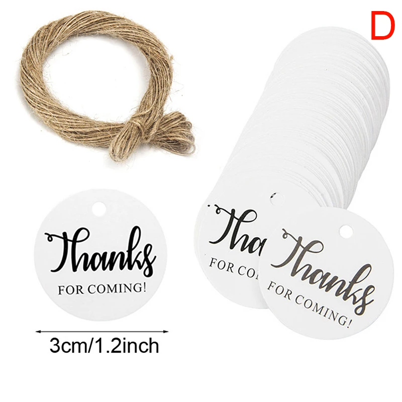 

100Pcs Thank you Kraft Paper Gift Packaging Tags Handmade Party With 20M Twine