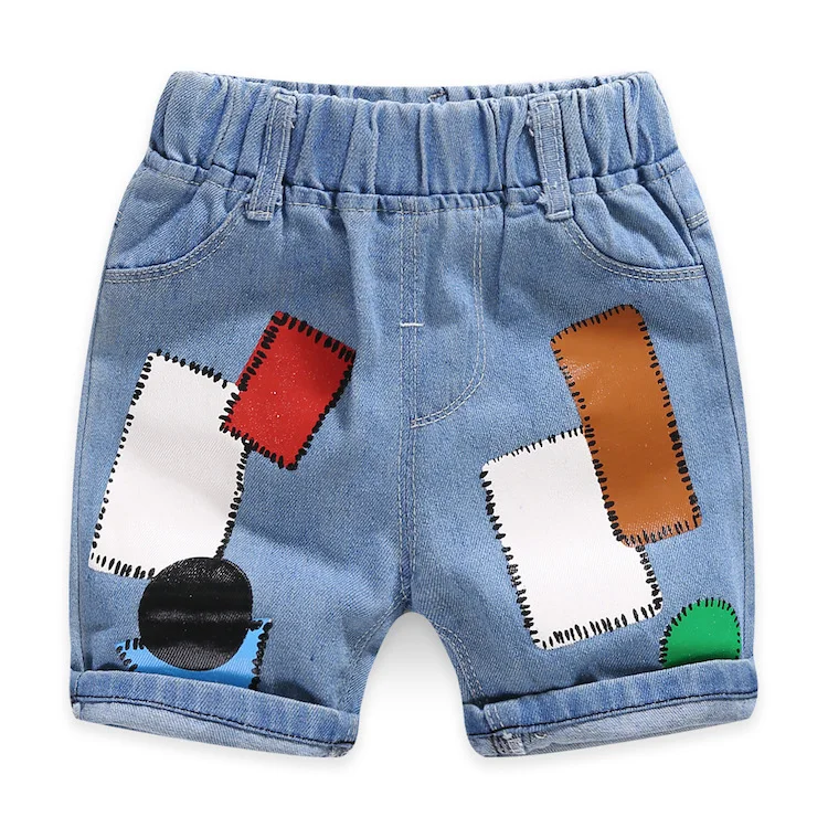 Летние детские штаны с мультяшным рисунком модные джинсовые шорты для девочек