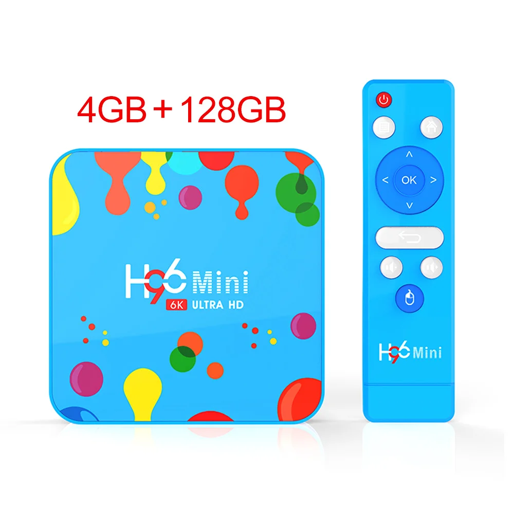 H96MINI 4GB128GB 4 ГБ ОЗУ 32 ГБ/128 Гб ПЗУ H96 Мини Android 9,0 ТВ коробка Allwinner H6 четырехъядерный 6K Wifi Buletooth Google плеер Youtube телеприставка - Цвет: H96MINI 4GB128GB