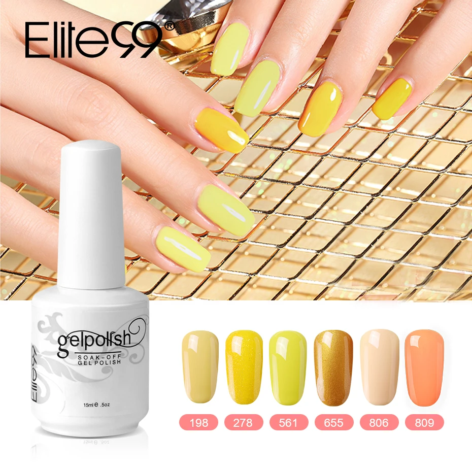 Elite99 15 мл Желтая серия Гель лаки для ногтей Дизайн маникюр Отмачивание