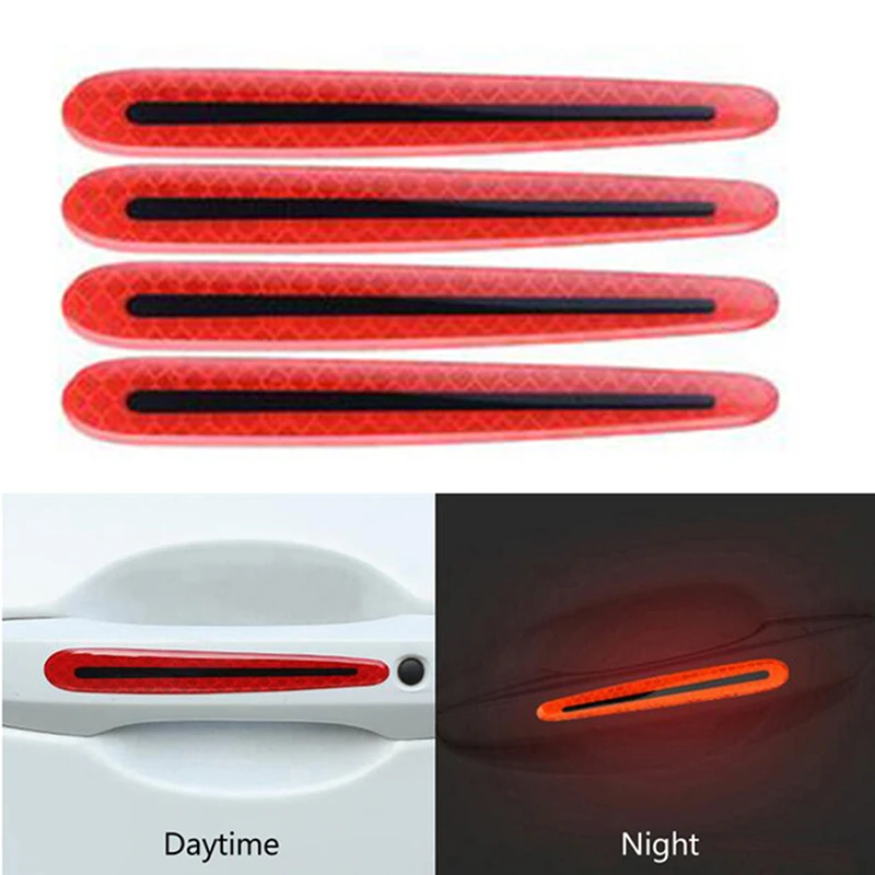 

4pcs Car Accessories Door Handle Sticker Decal Warning Reflective Tape Car Goods